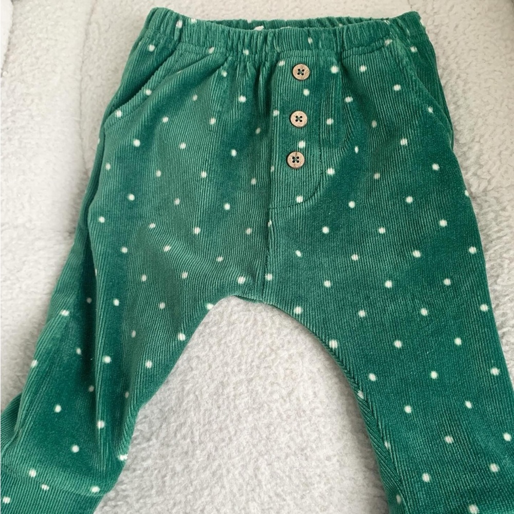 Green Polka Dot Corduroy Pants